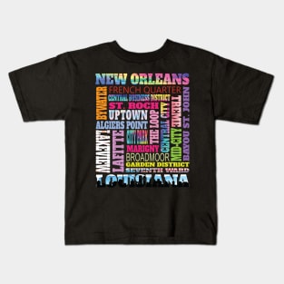 Fun New Orleans Louisiana Neighborhoods NOLO Mardi Gras Kids T-Shirt